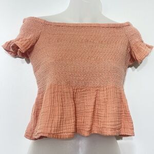 American Eagle Smocked crop top shirt cropped EUC